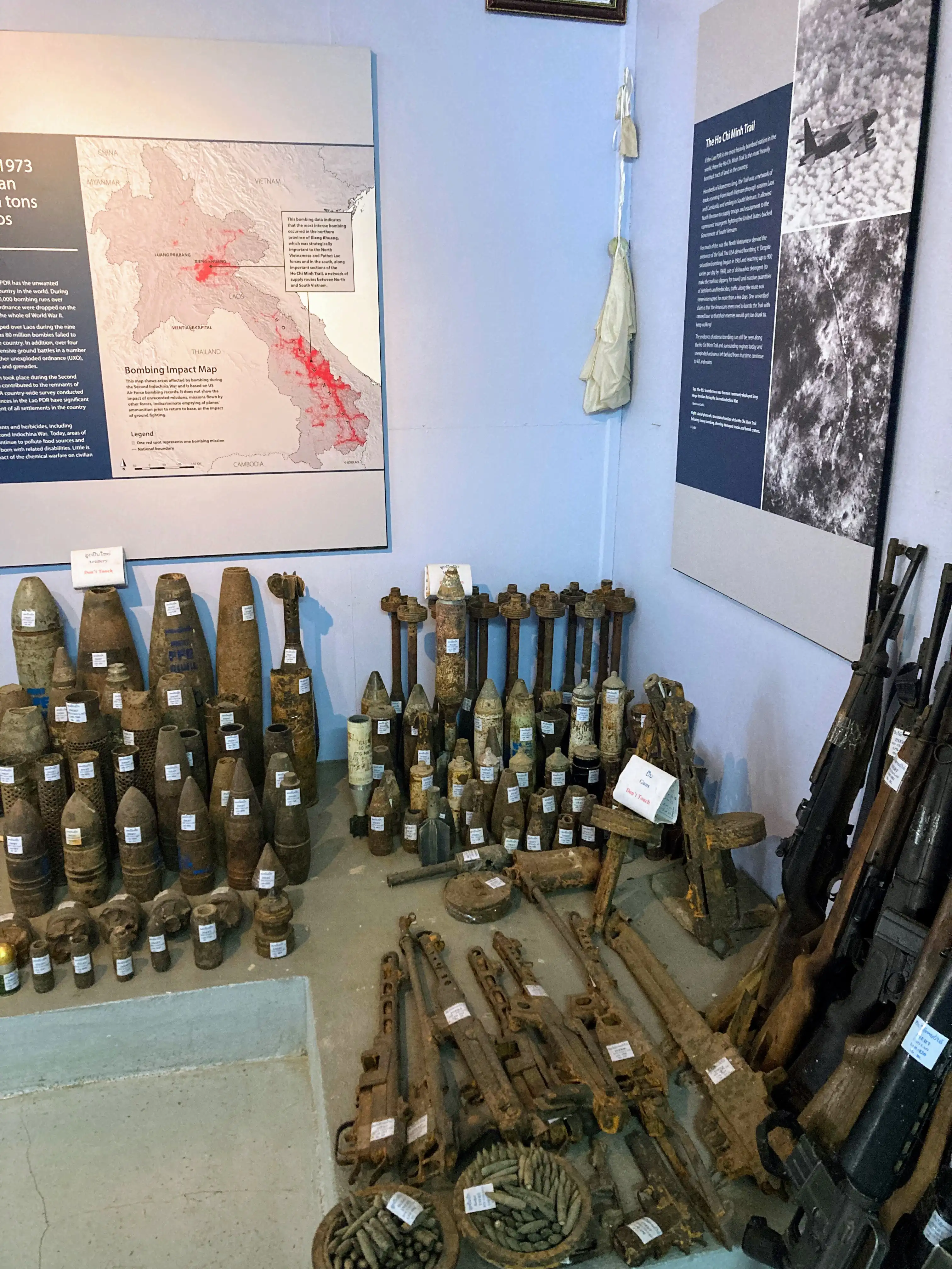 Unexploded Bombs displayed at the UXO museum