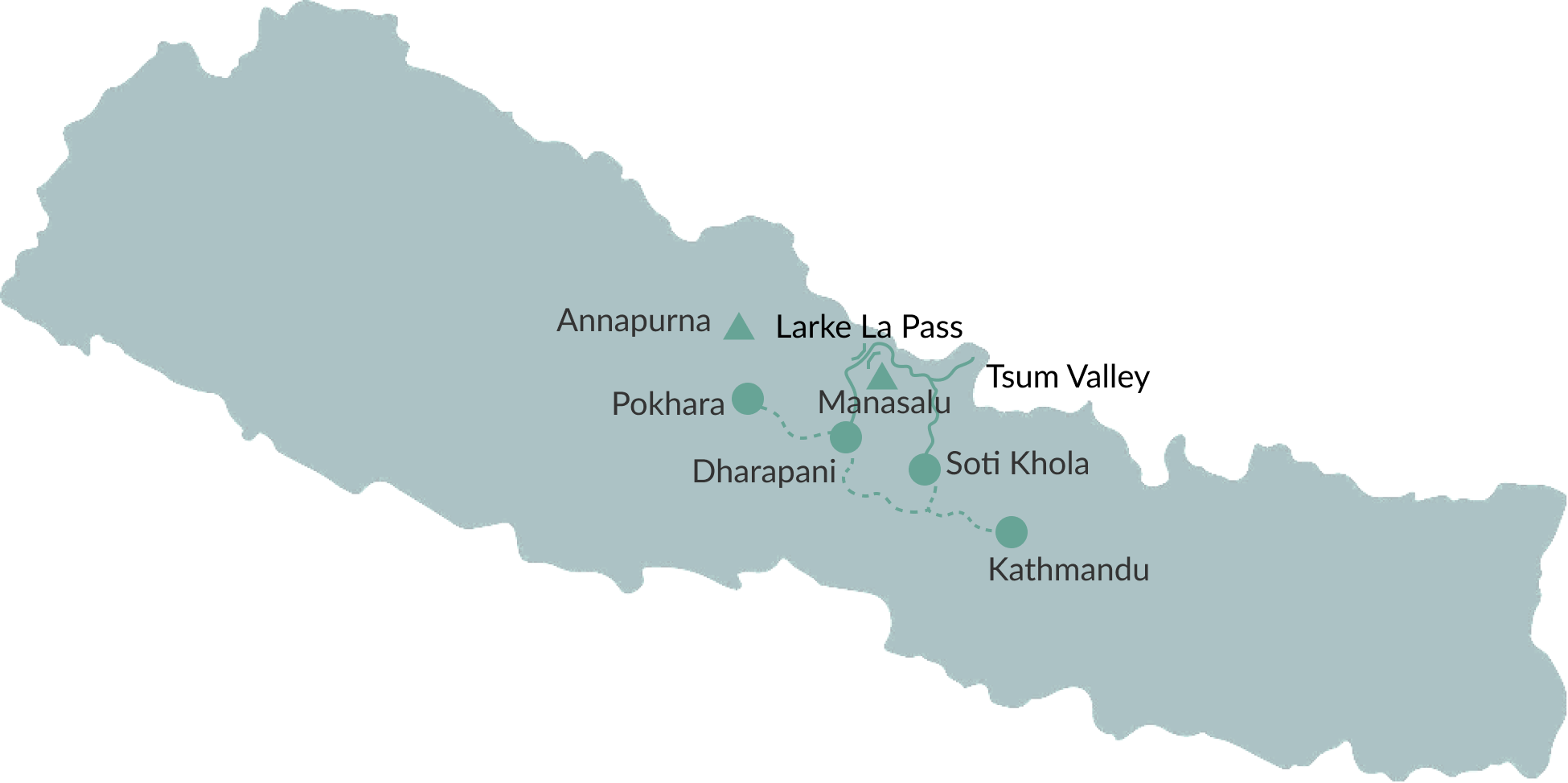 Map of our tour in Nepal