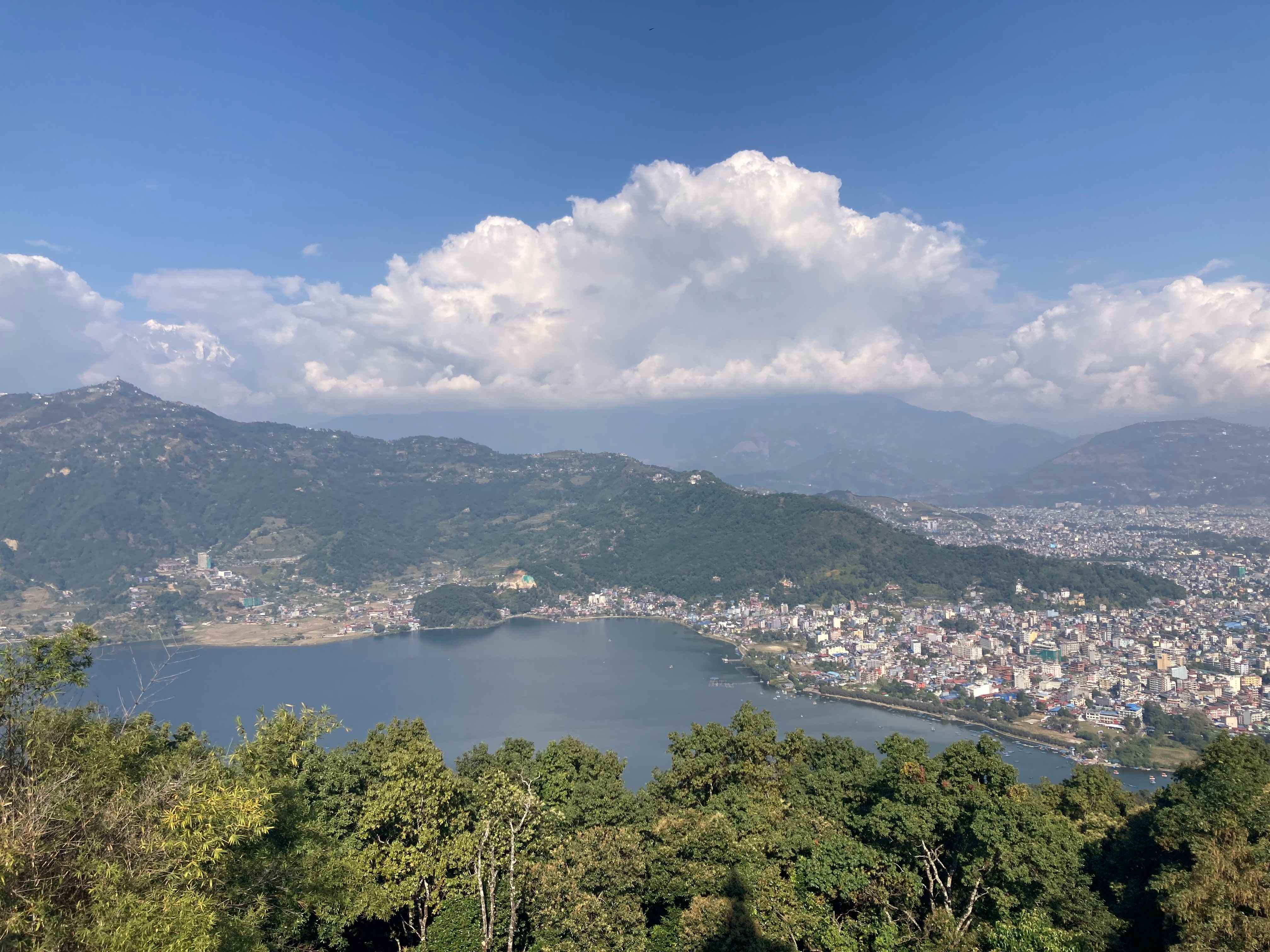 View of Pokhara and the lake from above