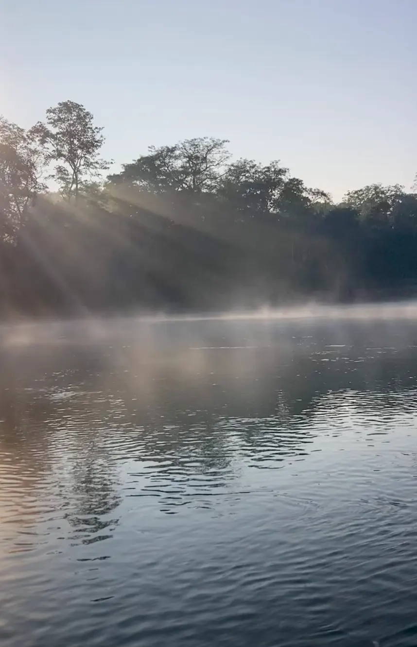 fog on the river at sunrise