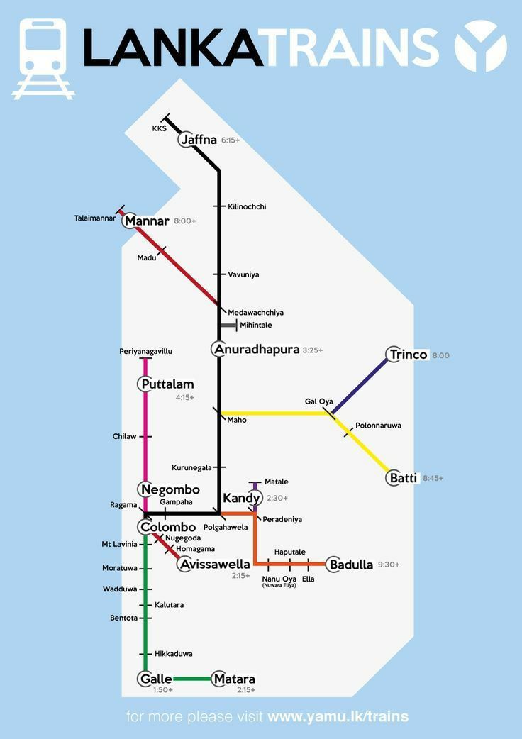 Map of Sri Lanka's trains